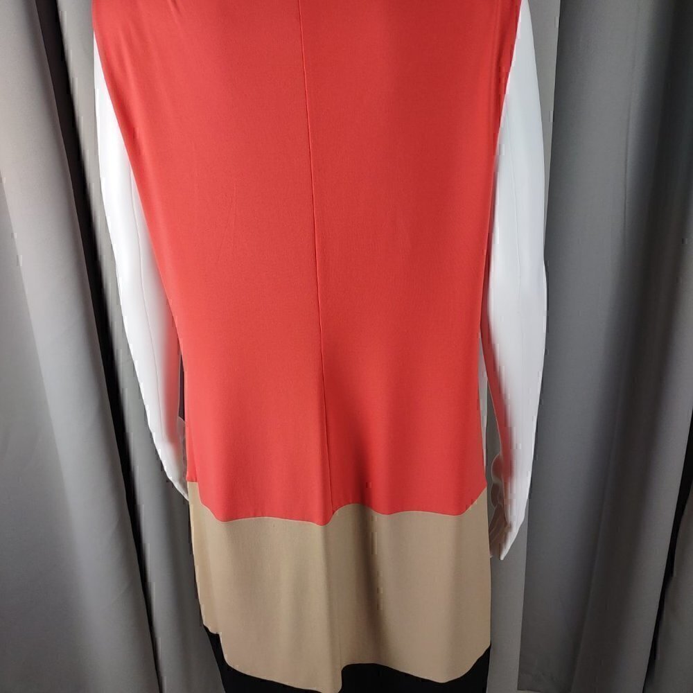 Muse Women's, Coral, Nude, Black, Drape Neck Sleeveless Midi Dress Size 14 - Picture 4 of 10